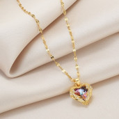 http://www.priyomarket.com/GOLD Plated Fashion Luxury Ocean Heart Crystal Pendant Titanium Women's Necklace With Gift Box